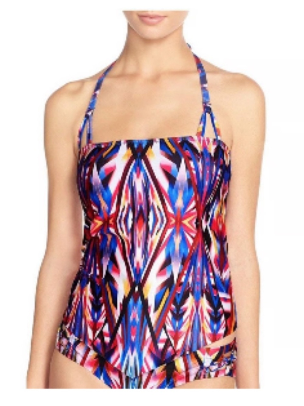 BECCA by Rebecca Virtue Aura Halter Wireless Tankini Top L Multicolored